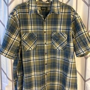 Eddie Bauer Green and Blue Casual Button Down Shirt